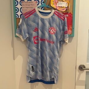 Ronaldo Manchester United Adidas Blue and Red Soccer Jersey